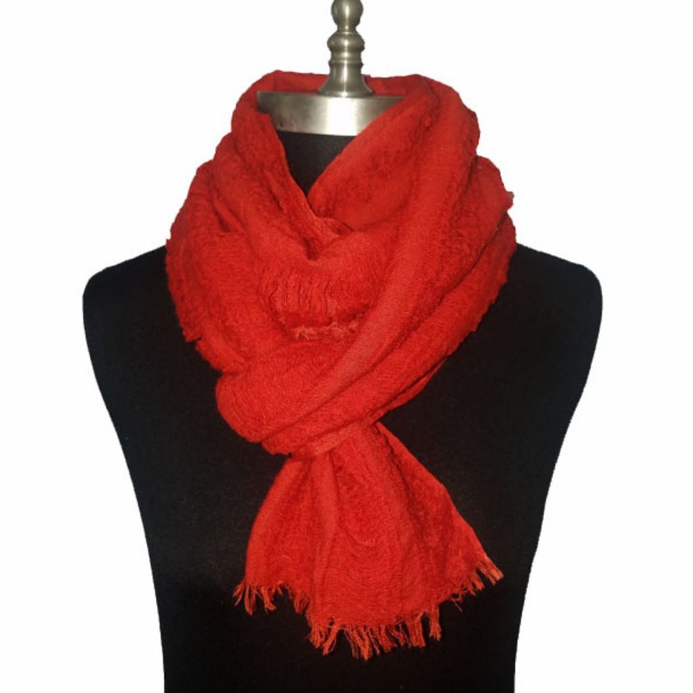 Never Worn Jarbo Showroom Sample Cashmere Silk Fringed Stripe Scarf